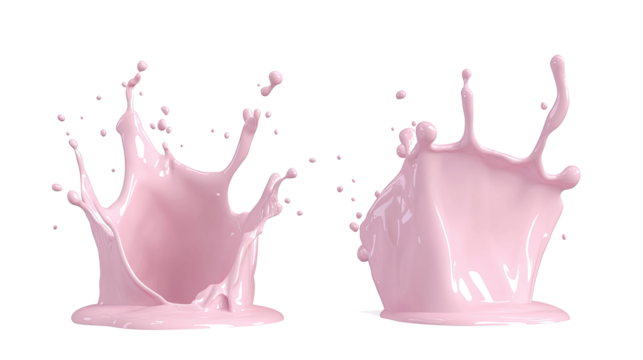 Pink Milk Splashes Isolated on a Transparent Background for Design Generative AI