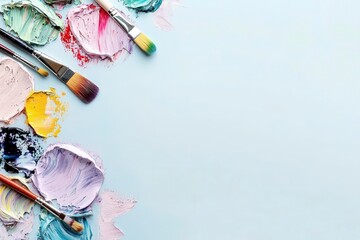 Oil paint effect mockup on a solid light background with copy space for design