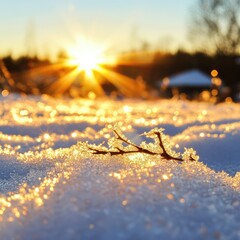 Winter Sunrise Over Snowy Landscape