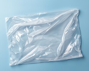 Obraz premium Plastic wrap overlay mockup for cover art design on a solid background