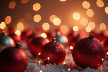 Red Christmas Ornaments Lying on a Table