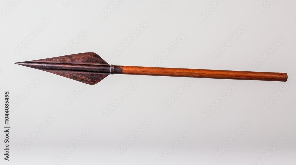 Poster single floating javelin on gray background