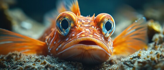 Close-up of a colorful fish with prominent eyes and vibrant scales, showcasing marine beauty in a natural underwater habitat.