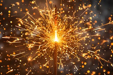Fototapeta premium Captivating Sparkler Illuminating the Night with Dazzling Sparks