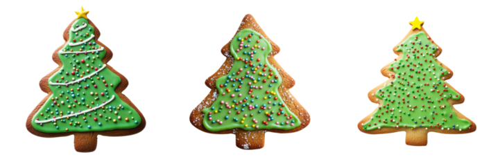 Set of gingerbread cookie isolated on transparent background (4)