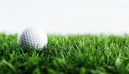 Obraz premium A close-up view of a golf ball resting on lush green grass, perfect for sports and recreation themes.