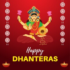 Obraz premium Happy Dhanteras Social Media Post Design