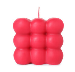 One red bubble candle isolated on white