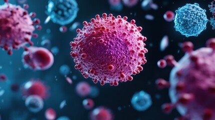 Fototapeta premium Close-Up of a Virus Cell in Colorful Design