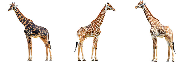 Obraz premium Set of giraffe isolated on transparent background (2)