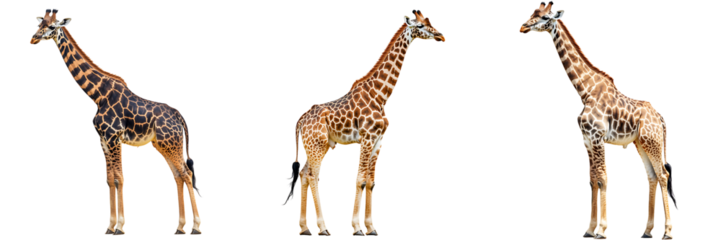 Set of giraffe isolated on transparent background (2)
