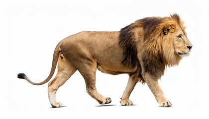 lion walking isolated on white background