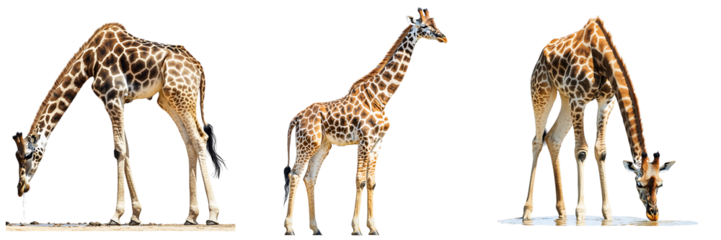 Set of giraffe isolated on transparent background