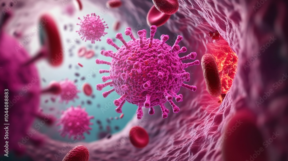 Poster microscopic view of bacteria in 3d visualization