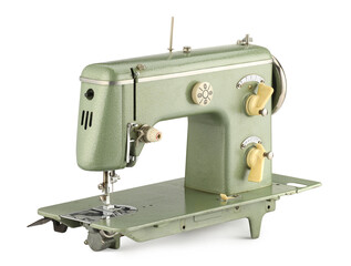 One vintage sewing machine isolated on white