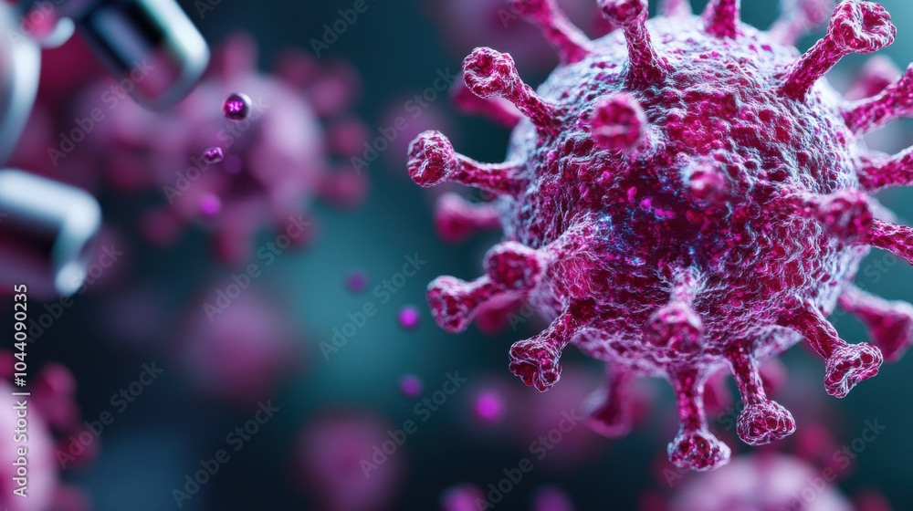 Poster close-up 3d visualization of virus structure
