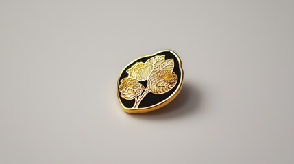 Soft enamel pin mockup on solid background