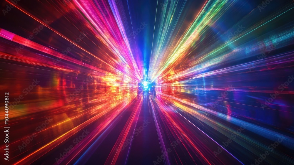 Poster colorful light rays in a dynamic burst effect