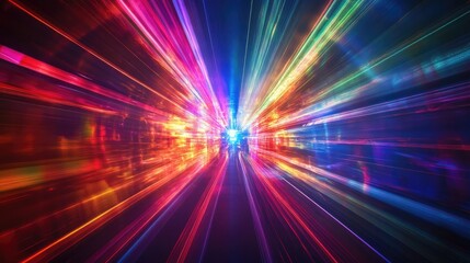 Fototapeta premium Colorful Light Rays in a Dynamic Burst Effect