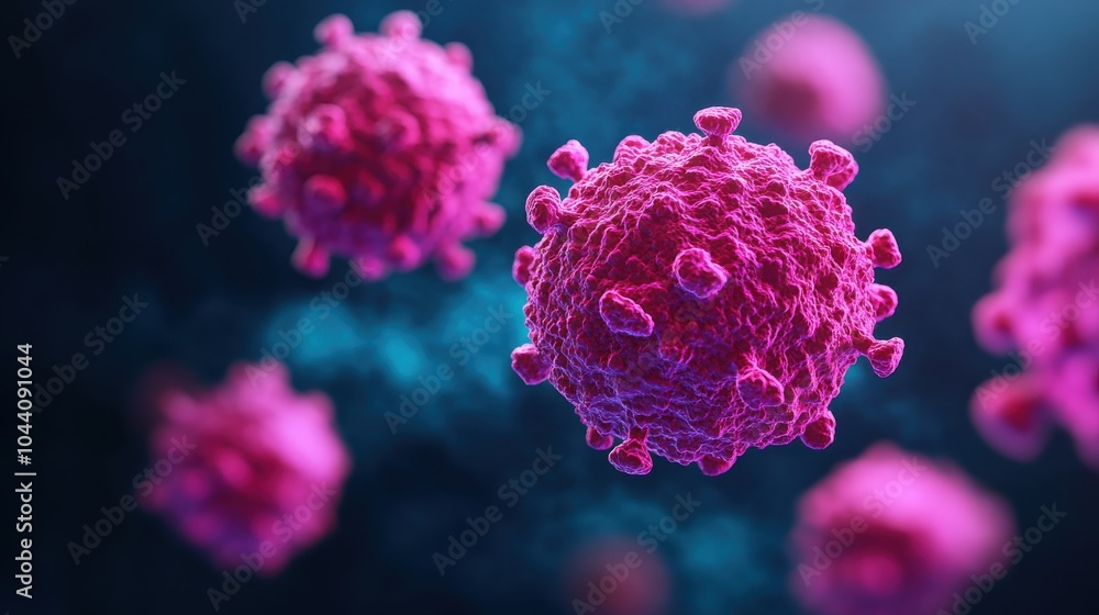Poster 3d microscopic view of viruses and microorganisms