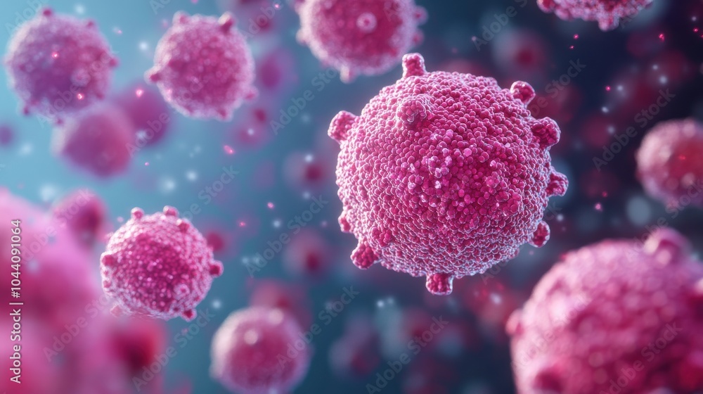 Poster 3d render of affected cells in abstract environment