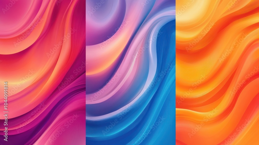 Poster Colorful abstract waves in vibrant gradients creating a dynamic visual experience.