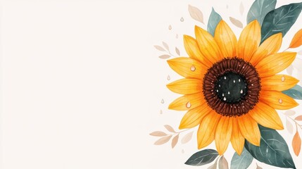 Fototapeta premium Bright Sunflower with Raindrops on Petals