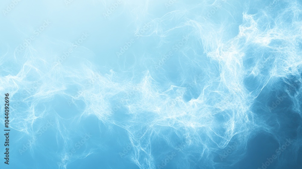 Poster ethereal blue abstract background with wispy textures and soft light effects.