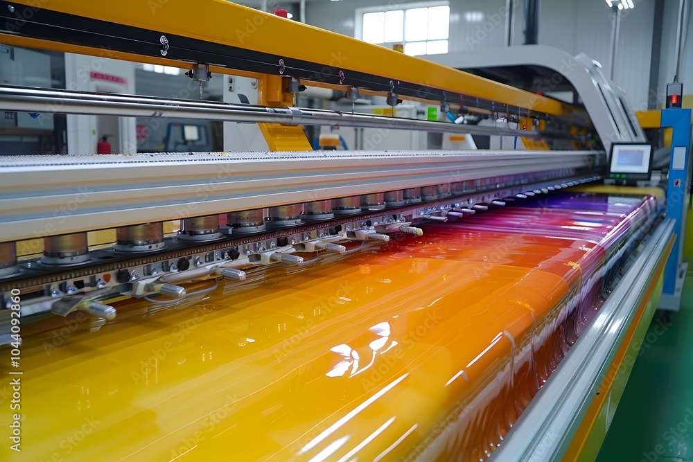 Aufkleber advanced printing technology in action: vibrant color gradients on a high-precision machine