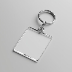 Minimalist silver metal keychain with square clear acrylic charm