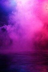 Abstract Neon Light and Smoke Scene