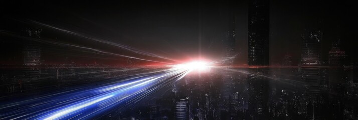 Obraz premium Night Cityscape, Light Trails in Motion, Futuristic Urban Landscape, Modern City Lights