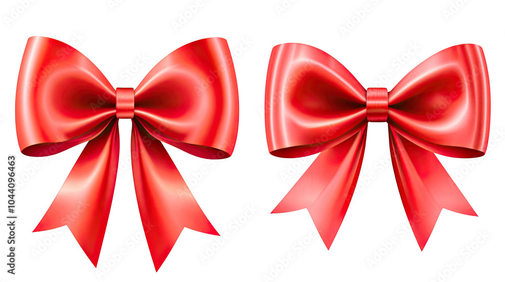 Aufkleber beautiful red bow ribbons set isolated on a transparent background generative ai