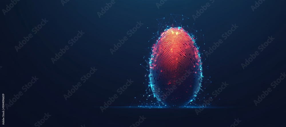 Poster glowing fingerprint in egg shape abstract illustration of cybersecurity and data protection.