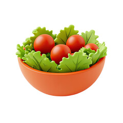 Salad bowl 3d icon PNG, cartoon style minimal on transparent, isolate on white background