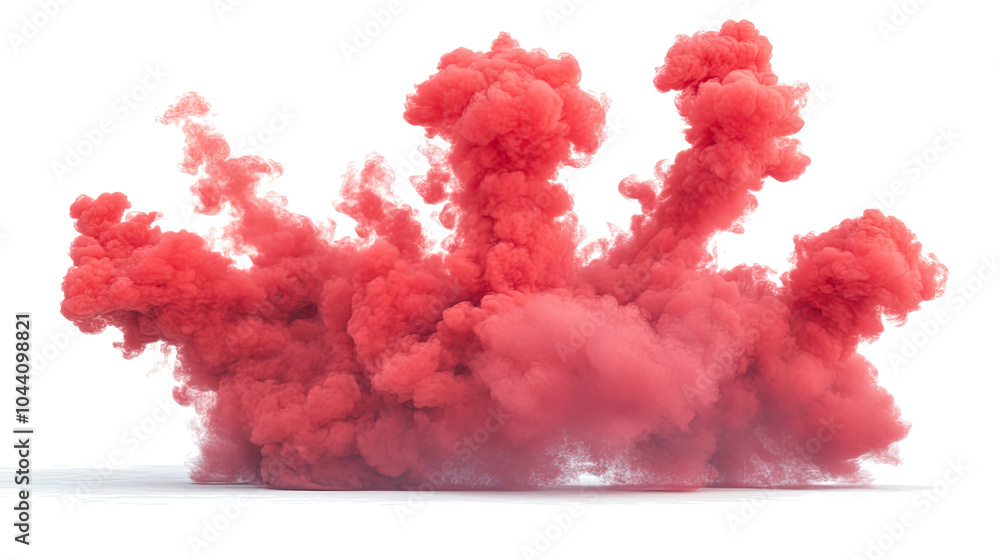 Poster dynamic red smoke clouds swirling in the air against a clear backdrop generative ai