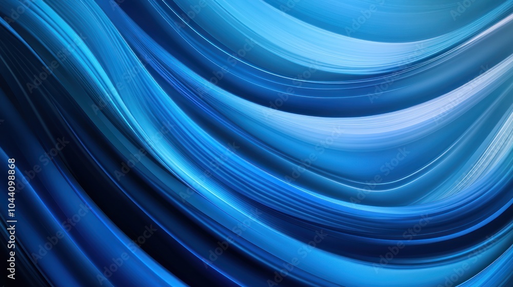 Poster abstract blue waves creating a smooth, flowing design for backgrounds or digital art.