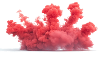 Dynamic Red Smoke Clouds Swirling in the Air Against a Clear Backdrop Generative AI