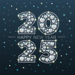 square numbers 2025 banner sparkling diamonds decoration vector