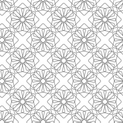 Abstract geometric pattern with crosses, stripes, lines. Seamless vector background. White and black ornament. Modern reticulated graphic design.