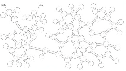 Acetic acid molecule skeletal structure diagram.organic compound molecule scientific illustration on white background.