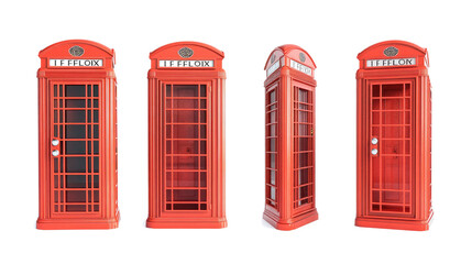 Obraz premium Red Telephone Boxes Collection Isolated on a Transparent Background Generative AI