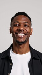 Obraz premium Upbeat successful Cheerleader Gen Z African-American man with confident smile and optimistic demeanor
