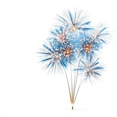 Obraz premium Abstract blue dandelion flowers on white background, vibrant and artistic design perfect for creative and decorative projects.