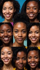 Fototapeta premium Abstract depiction of various African American female faces against an evocative backdrop