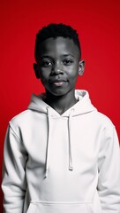 Obraz premium African-American youth against red backdrop cultural diversity ethnic representation and youth culture