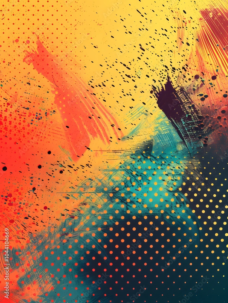 Poster vibrant abstract art with dynamic colors and textures