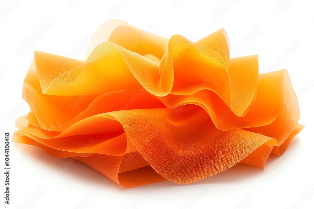Poster vibrant orange fabric abstractly folded, creating wavy patterns. perfect for background, design, or 