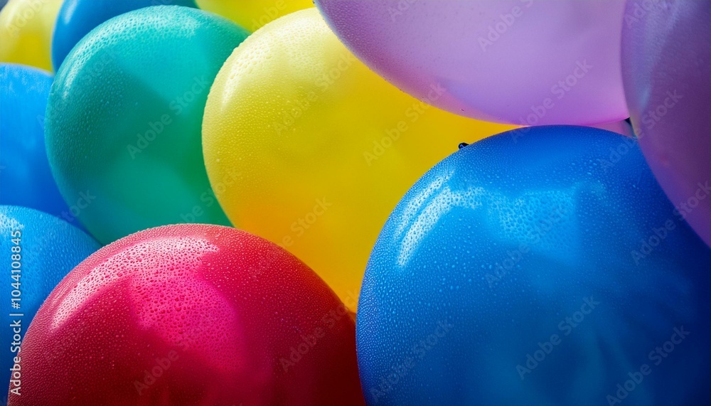 Wall mural a close up view of colorful balloons at a party; a kid's party with lots of colorful and big balloon