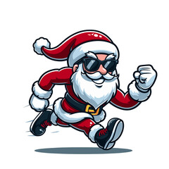 Santa modern style vector mascot running. Isolated illustration 